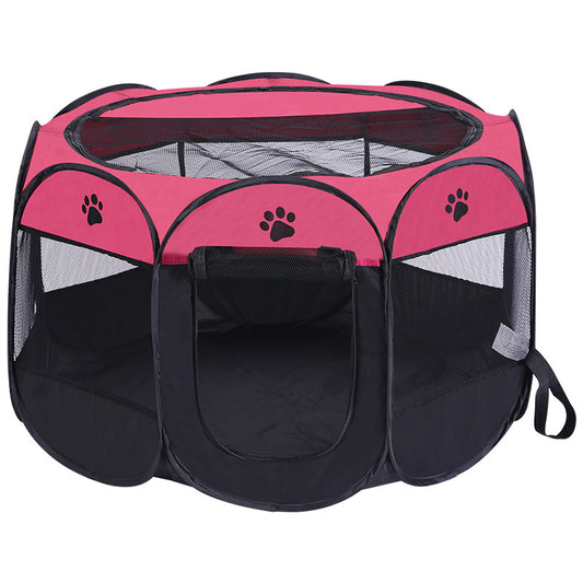 Wasait Large Cat and Dog Playpen Outdoor Cat Tent and Puppy Playpen 29" Mesh Cat Cage Fence for Kittens and Small Dogs for Indoor Red and Black